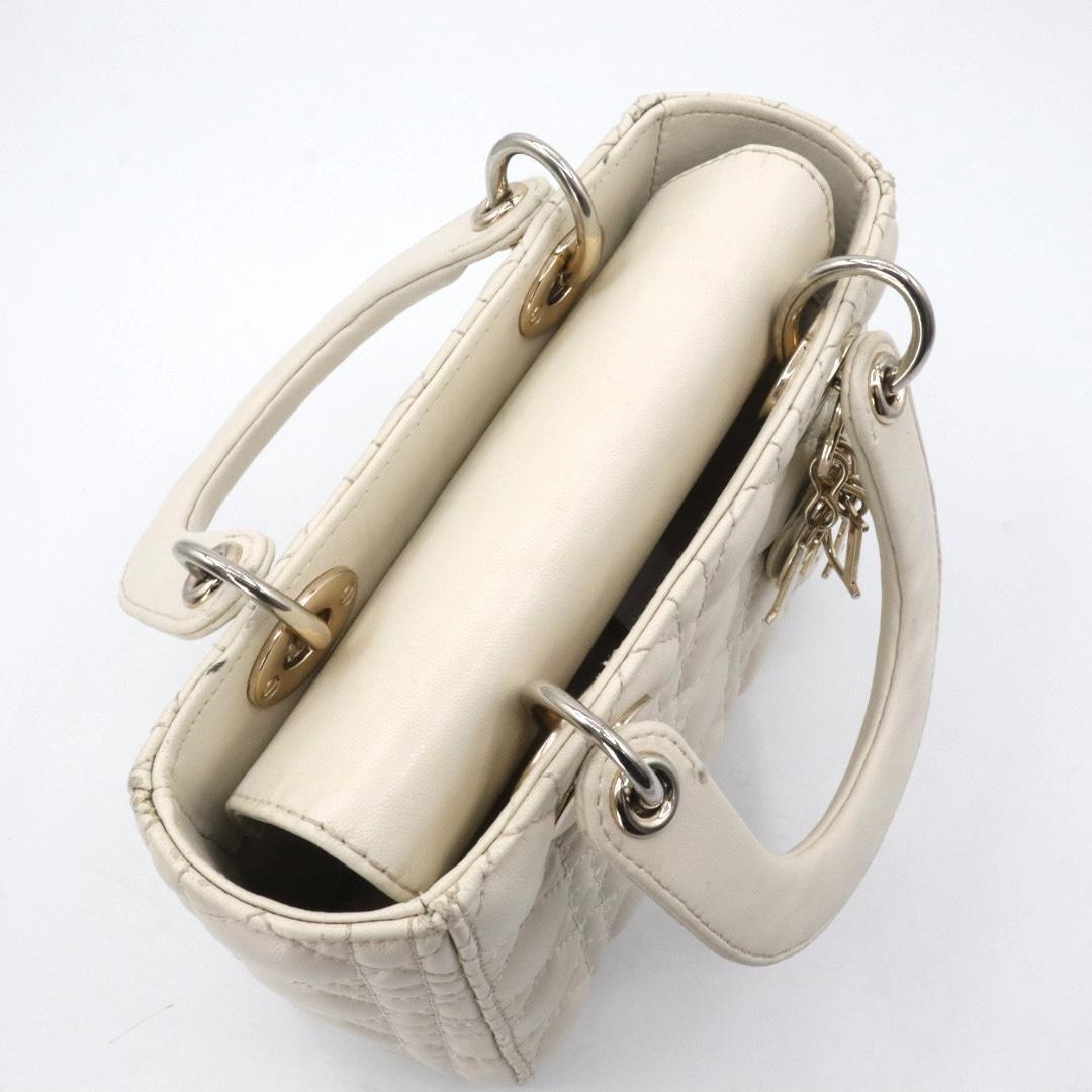 美品　クリスチャン　ディオール　レザー　２WAY ショルダーバッグ　ホワイト