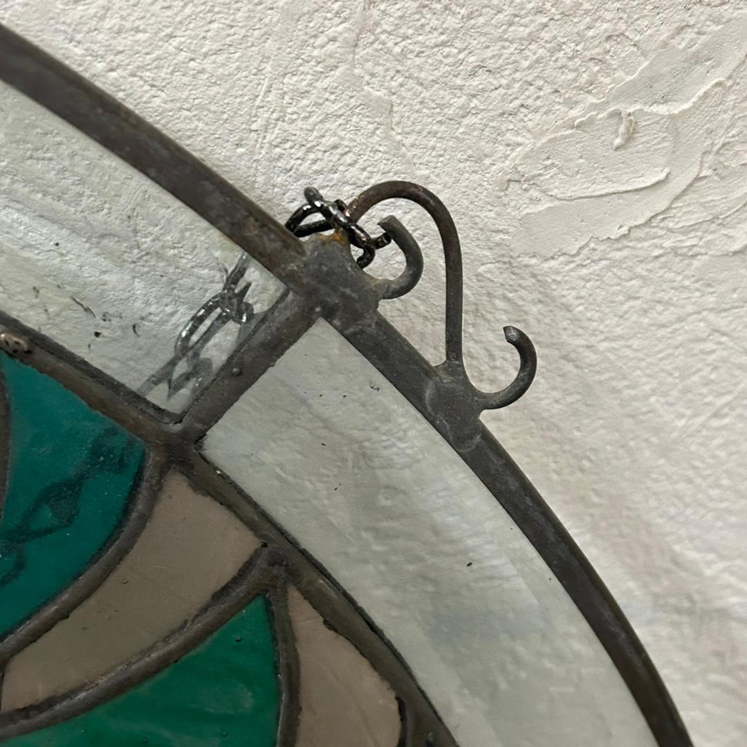 西洋アンティーク　大　ステンドグラス　直径40.5　  アートパネル　FG175