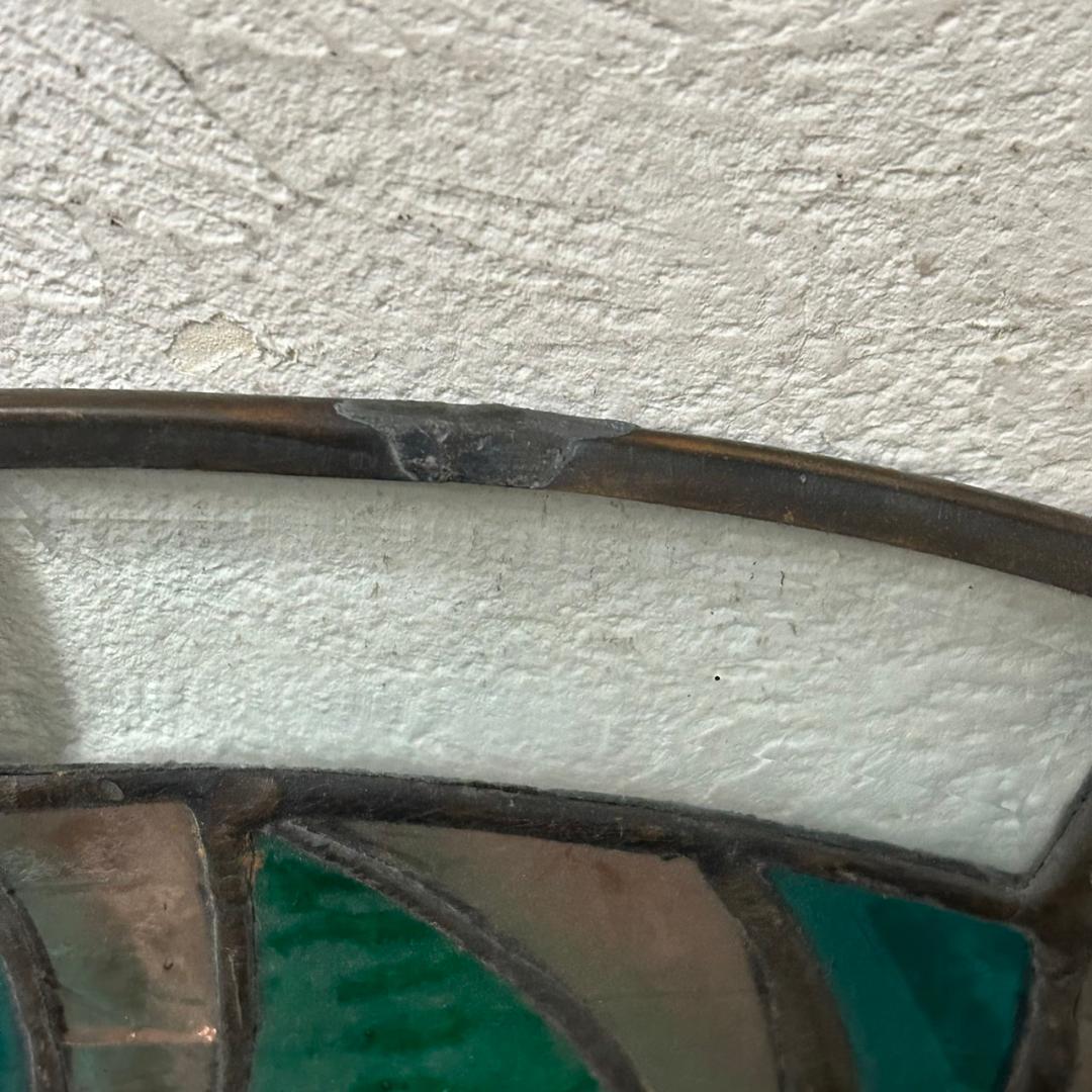 西洋アンティーク　大　ステンドグラス　直径40.5　  アートパネル　FG175