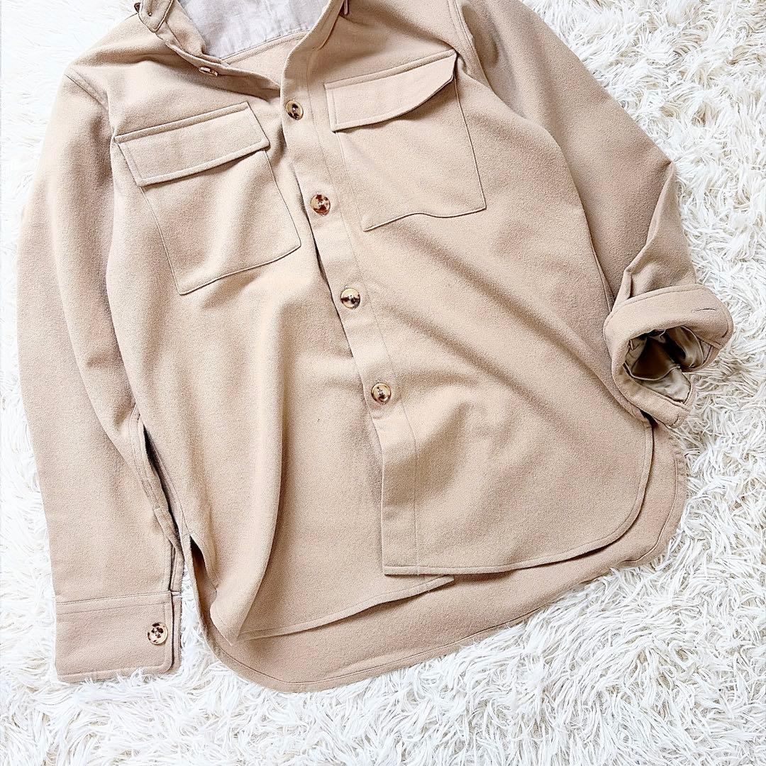 【美品】オーラリー　AURALEE ウール100%フランネルシャツ　ベージュ