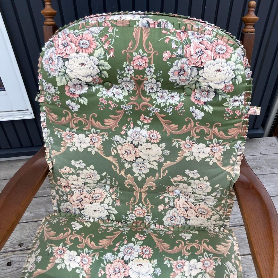 ヴィンテージ 飛騨産業 キツツキ 木製フレーム 花柄ロッキングチェア 古家具