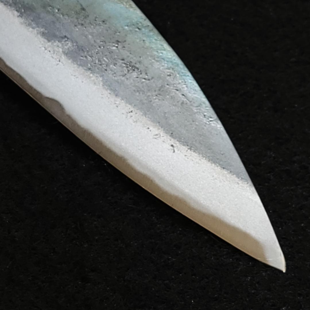 青紙1号 黒打 万能包丁 150㎜ #9390 チーク柄 月光作 日本製 １点物