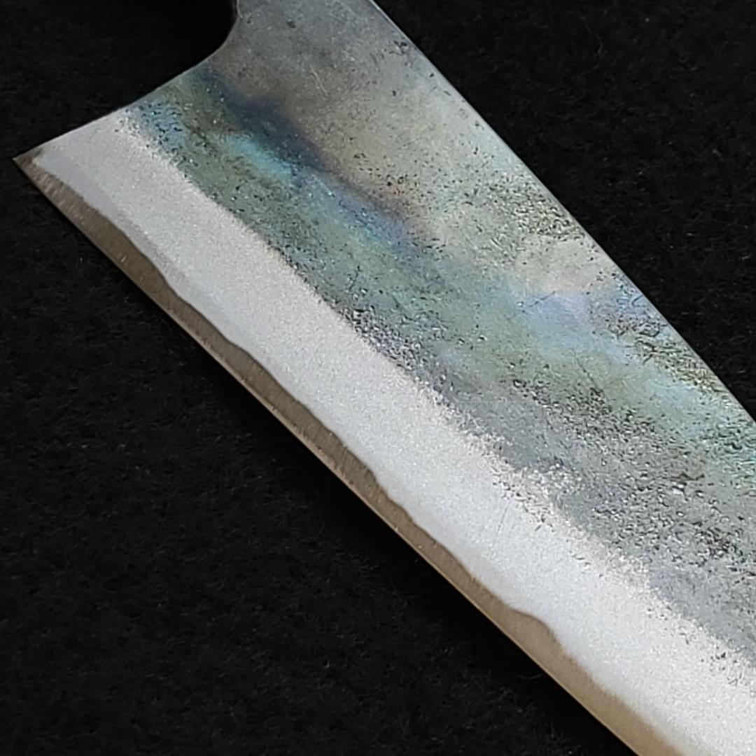 青紙1号 黒打 万能包丁 150㎜ #9390 チーク柄 月光作 日本製 １点物