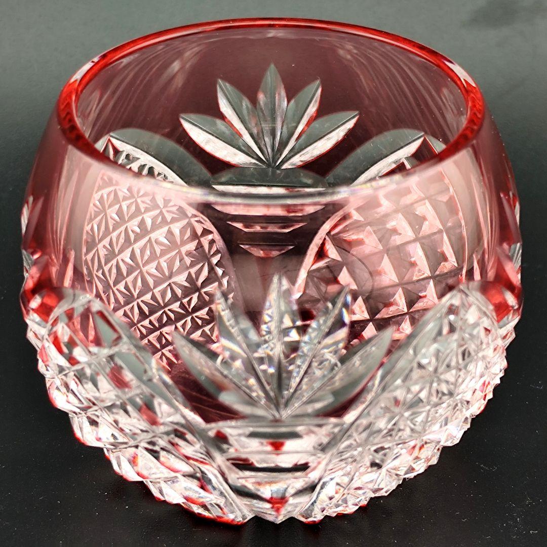 超希少品☆カガミクリスタル 木村秋男 猪口 金赤（切子 江戸切子 薩摩切子）