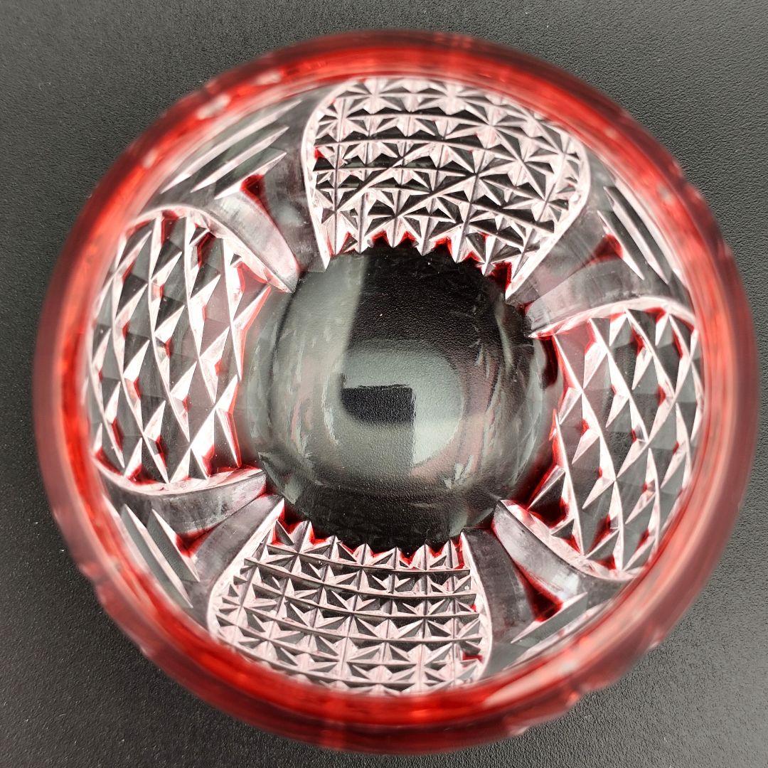 超希少品☆カガミクリスタル 木村秋男 猪口 金赤（切子 江戸切子 薩摩切子）