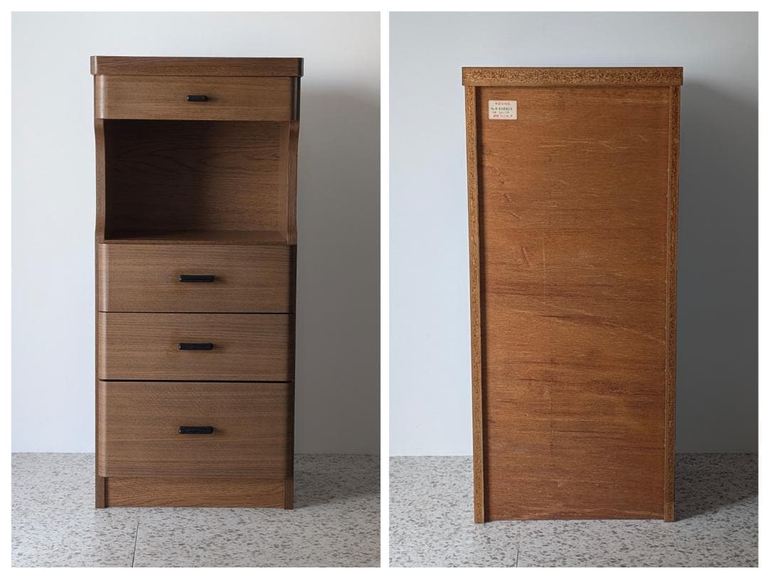 80s ビンテージ ウッドシェルフ 木製 引出し付き 飾り棚 ミニ キャビネット