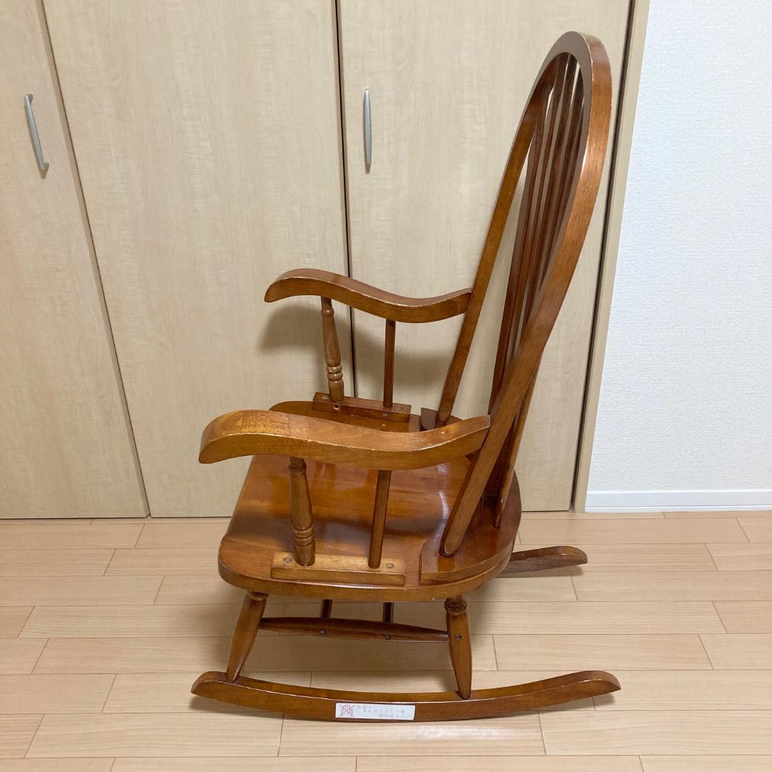 ロッキングチェア アンティーク調 スラットバック 木製 アーム付 クラシック