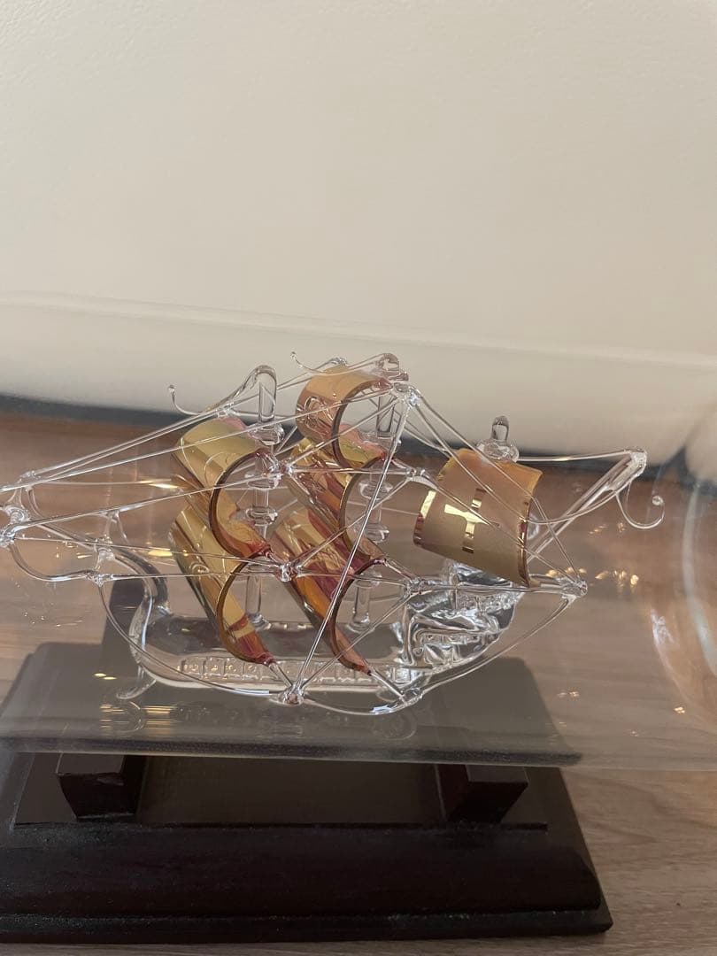 美品　ガラス瓶アート(帆船)