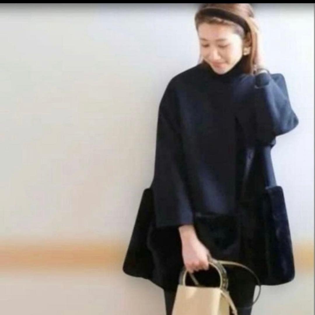 美品☆エムドットem. 裾ファーコート ネイビー クリーニング済 日本製