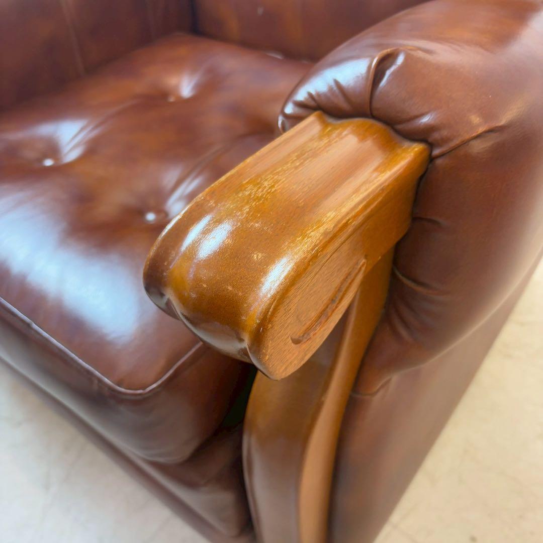 西洋アンティーク レザー 1人掛けソファ ロビーチェア 昭和レトロ 1/2