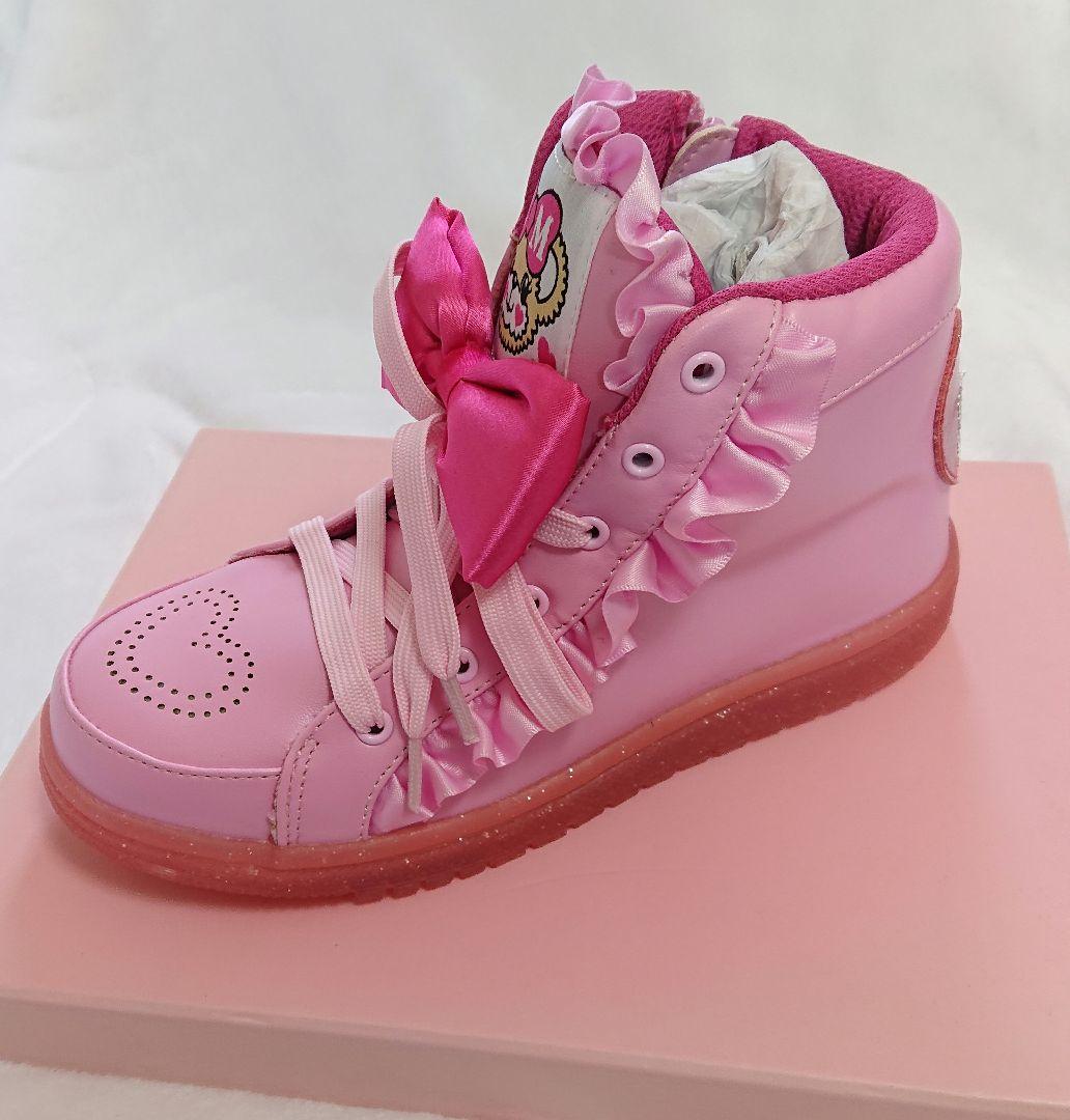 アースマジック♥新品タグ付き♥ハイカット♥リボンスニーカー♥ピンク♥22cm