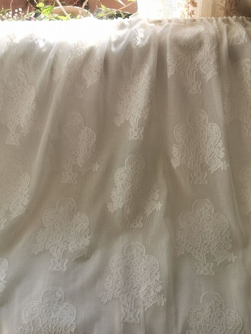 アンティーク 英国 マドラスレース 生命の樹と鳥 ノッティンガムカーテンパネル