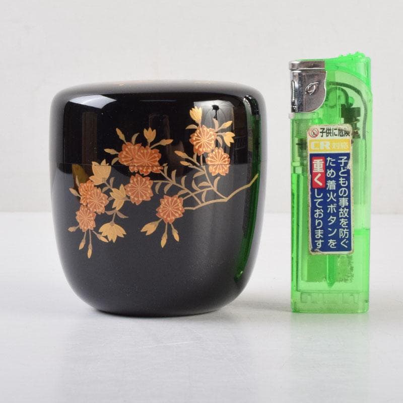 茶道具　加賀蒔絵師　中村孝也作　桜蒔絵　中棗　共箱　V　9196