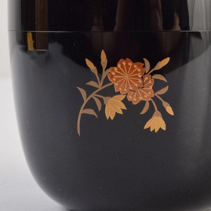 茶道具　加賀蒔絵師　中村孝也作　桜蒔絵　中棗　共箱　V　9196