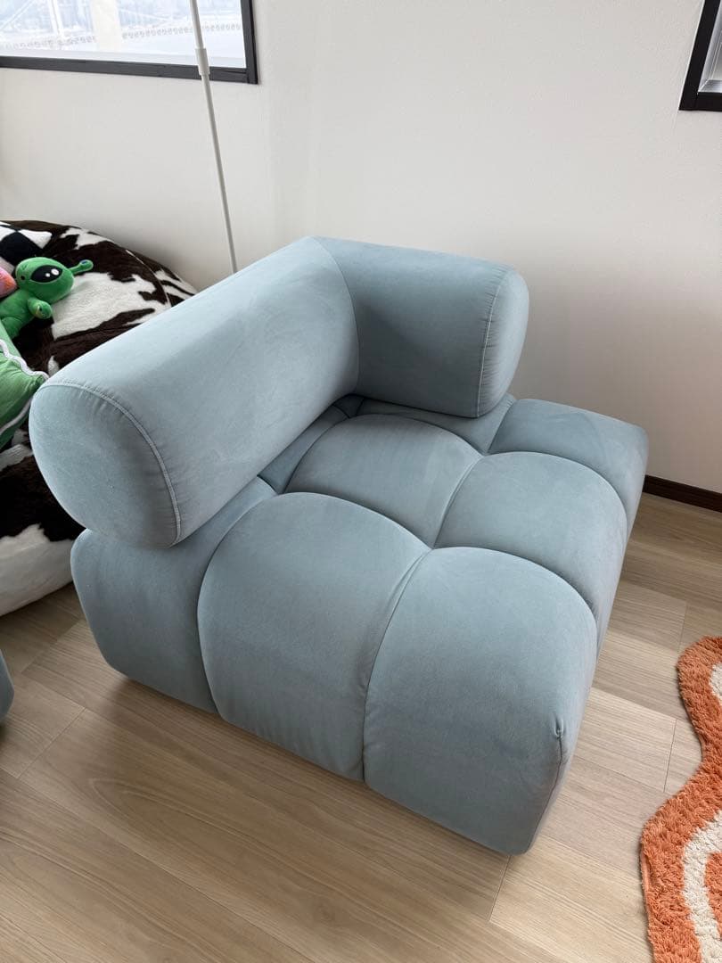 Francfranc パフィソファブルー3人掛け 左パーツ 美品