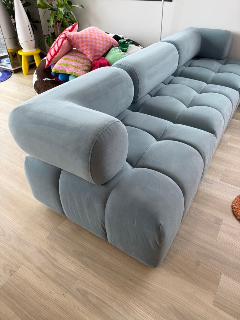 Francfranc パフィソファブルー3人掛け 左パーツ 美品