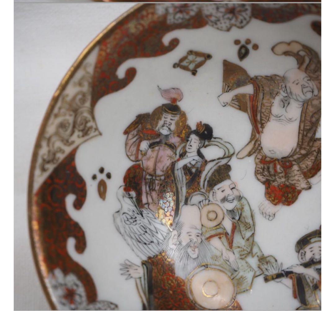 送料無料　明治期　井出 善太郎商店製　九谷焼　細密画　ぐい呑み/杯/盃 酒器①