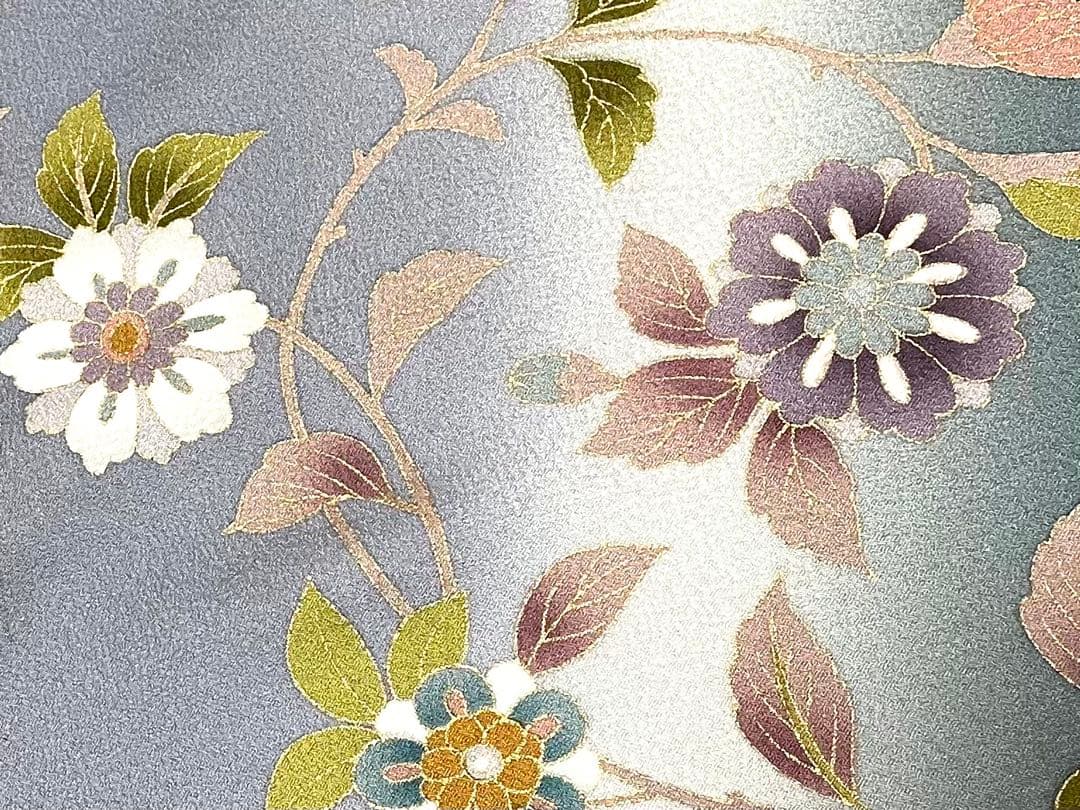 正絹　訪問着　破れ華紋菱繋ぎ花鳥唐草紋　身丈（肩から）164㎝