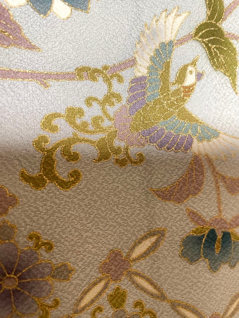 正絹　訪問着　破れ華紋菱繋ぎ花鳥唐草紋　身丈（肩から）164㎝