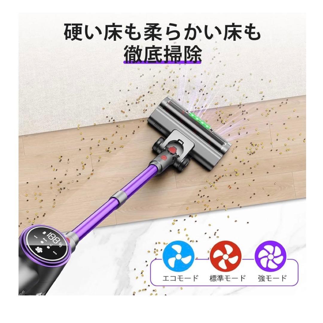 新品 コードレス掃除機 80KPa超強力吸引 60分稼働 自立式 静音