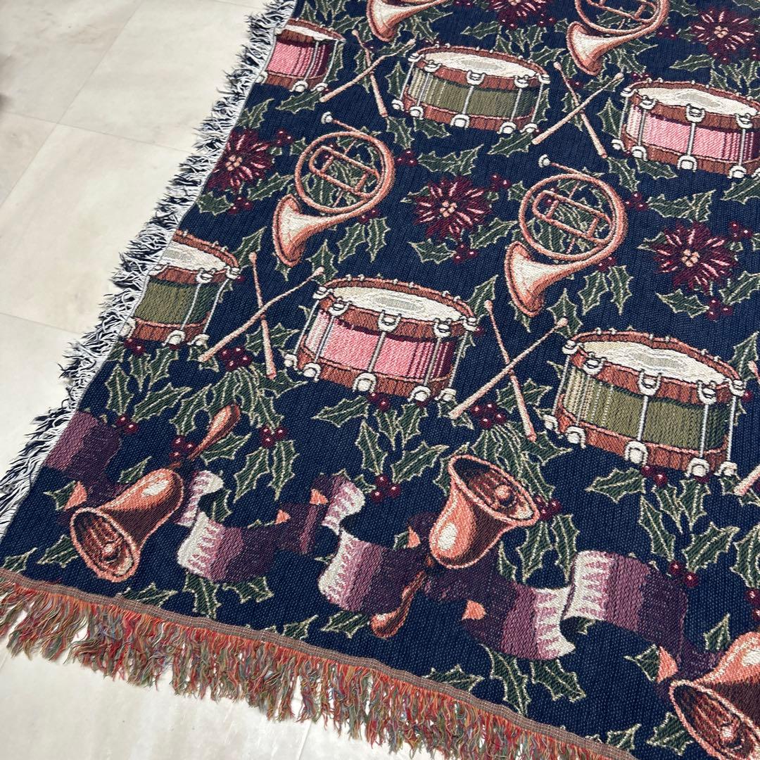 楽器　クリスマス　マルチカバー　ソファーカバー　ラグ　170x131