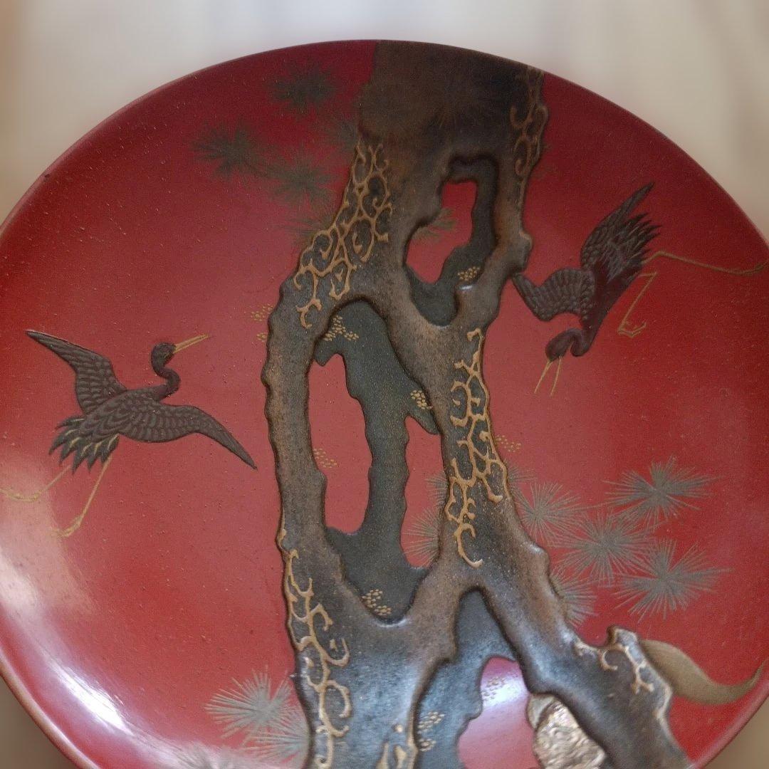 松鶴蒔絵盃 松林斎作 江戸時代