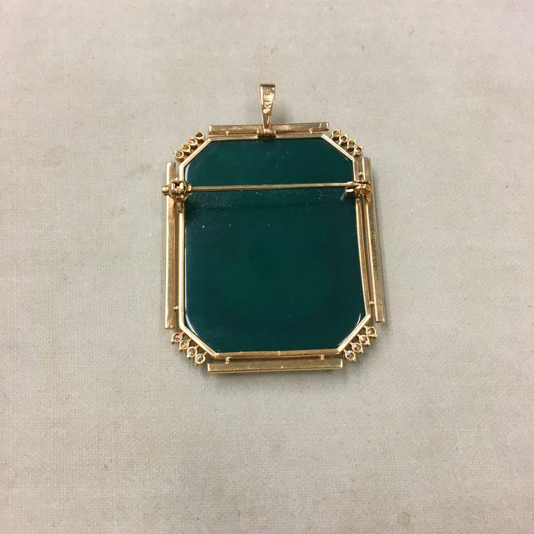 K18 カメオ　ダイヤ　ペンダントトップ ブローチ