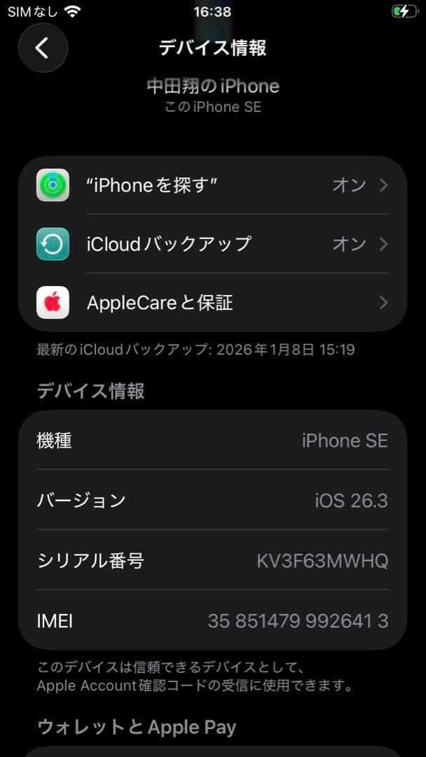 m*n様 iPhone SE (第3世代) ミッドナイト本体