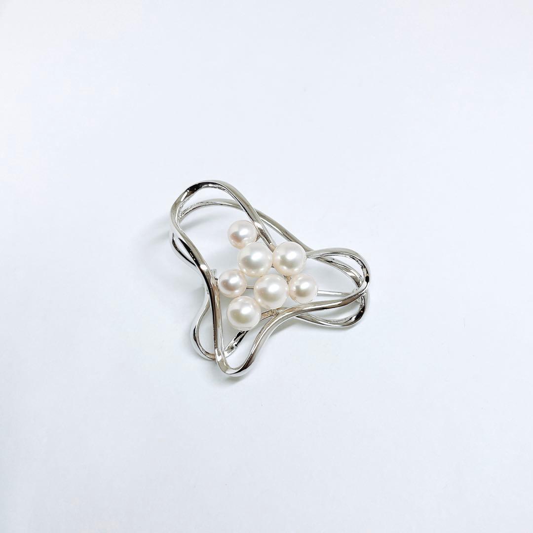 極美品✨MIKIMOTO ミキモト パール　ブローチ コサージュ　シルバー