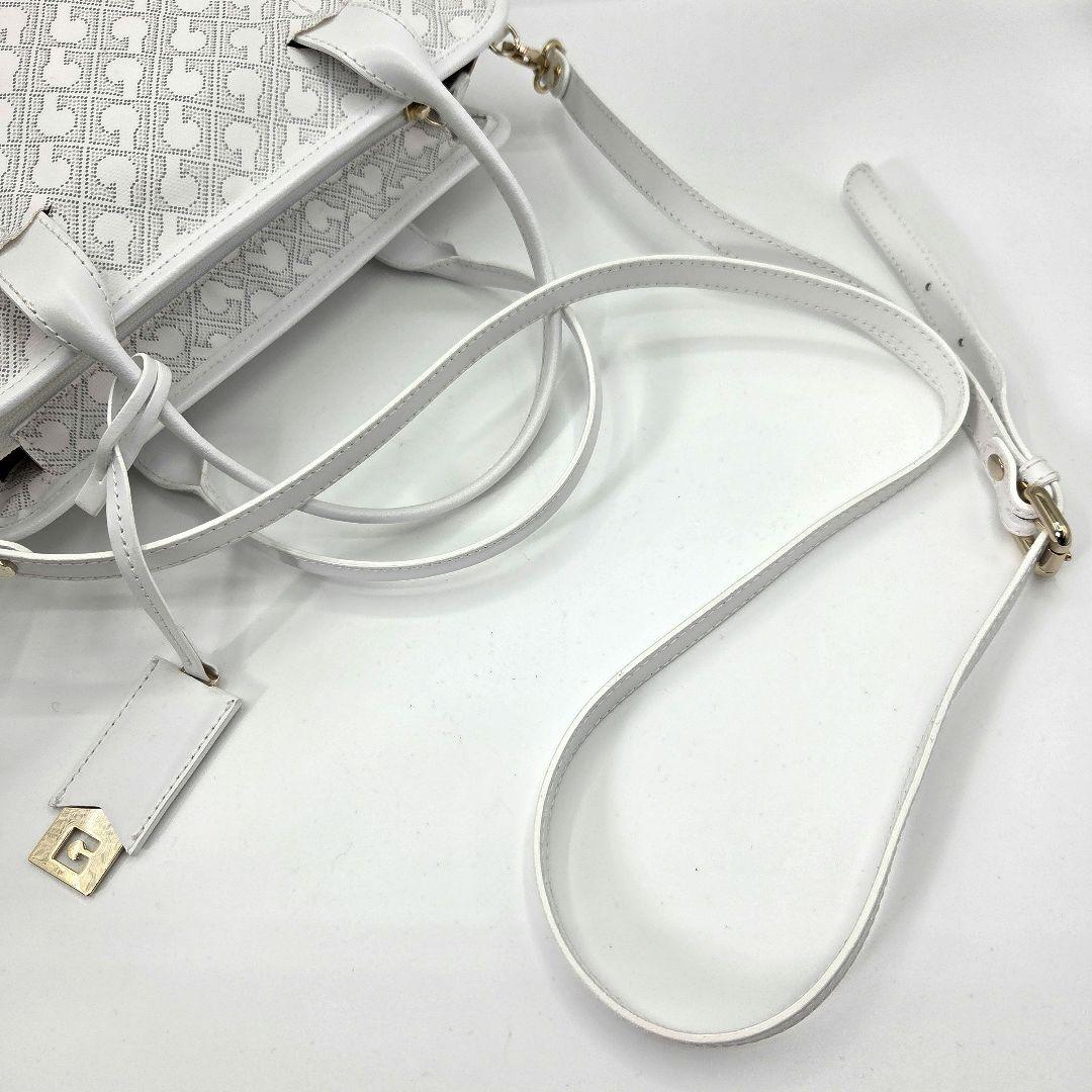 GHERARDINI ハンドバッグ 2way モノグラム レザー ソフティ 白
