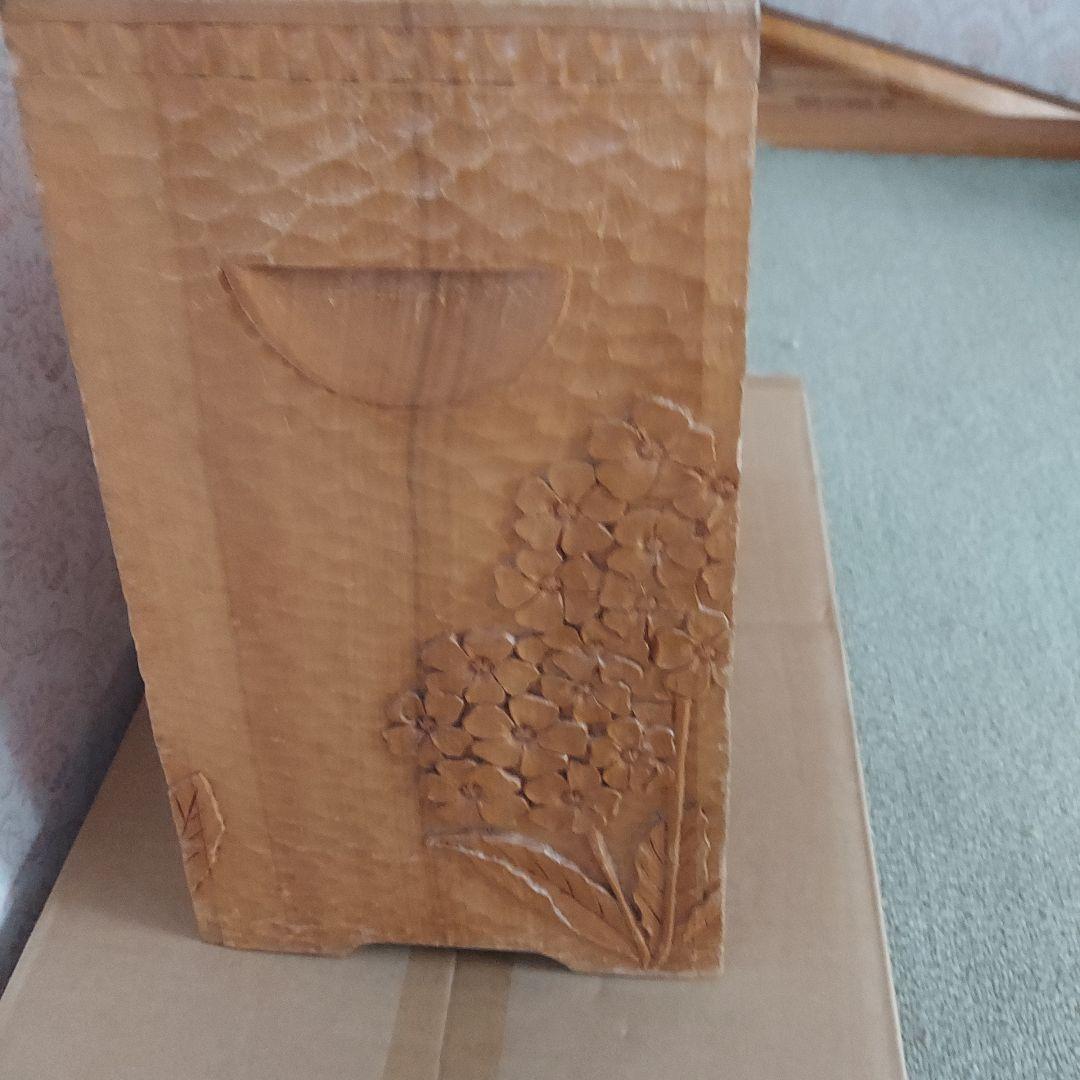 木製 花彫刻 ティッシュボックスアンティーク