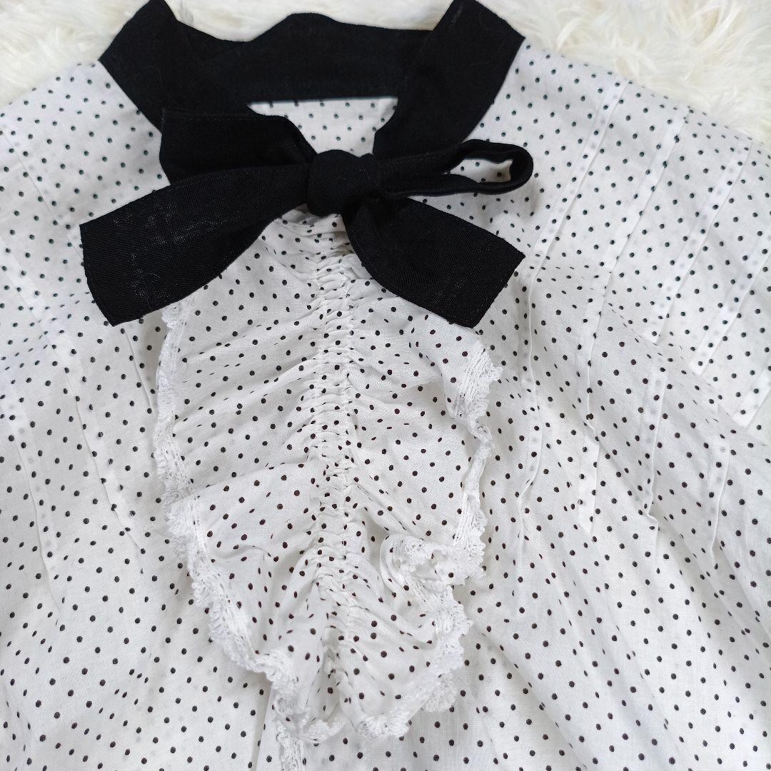 22SS極美品✨タオコムデギャルソン ボウタイフリルブラウス　ドット　Ｍ