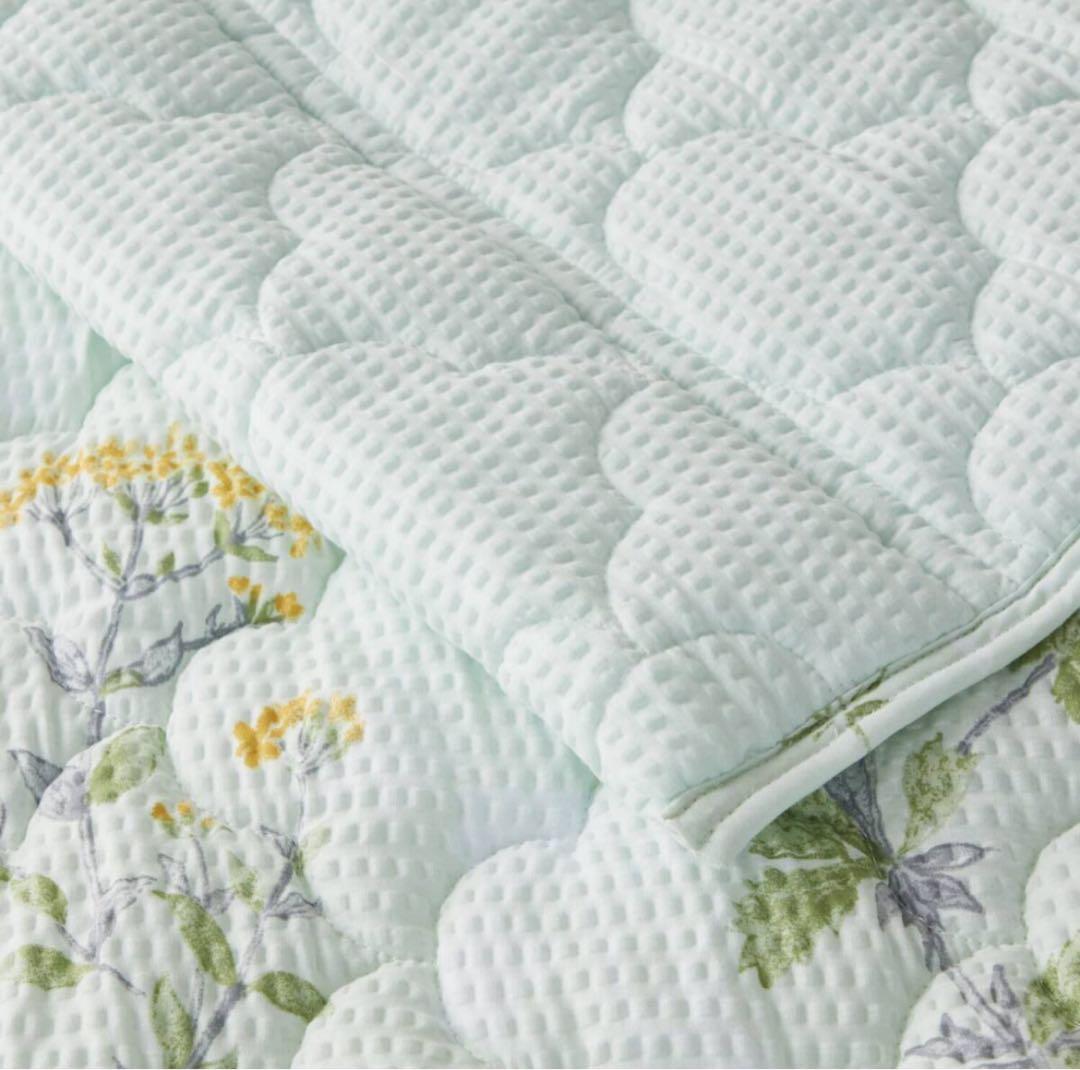 大津毛織【やわらか・さわやか 綿混リップル】キルトケット＆ 敷きパッド２点セット