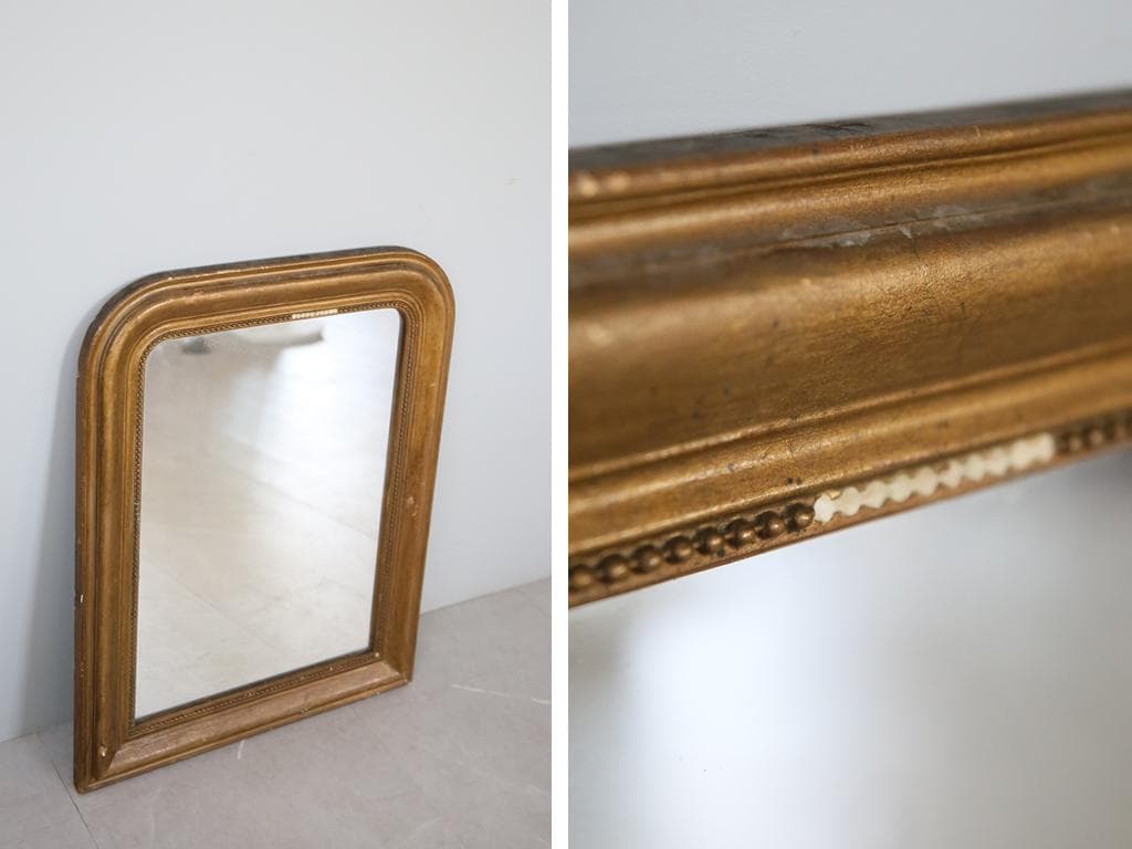 フランスアンティークルイフィリップ様式ミラー/ウォールミラー鏡(68-146-2