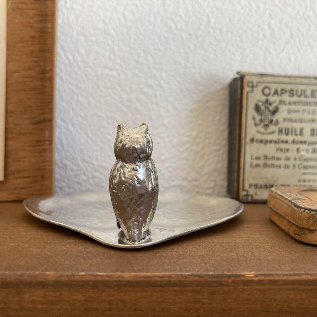 大変希少なアルフェニデ製アンティークピューター トレイ（フクロウ）