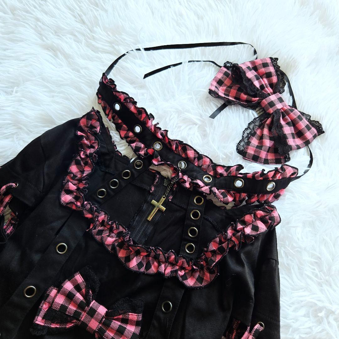 ボディライン ゴスロリ ワンピース フリル レース チョーカー ハロウィン 姫袖