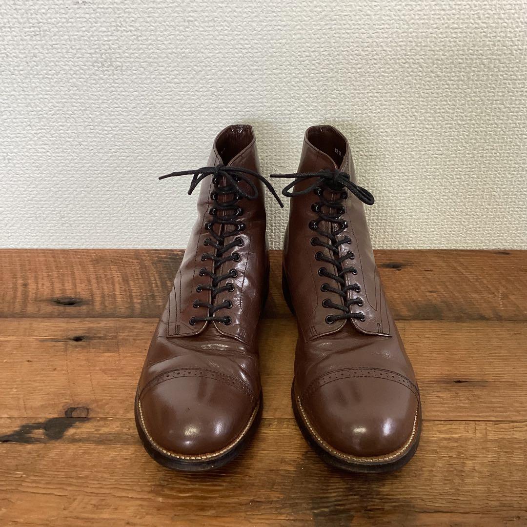 STACY ADAMS レースアップキャップトゥブーツ ブラウン 8 1/2