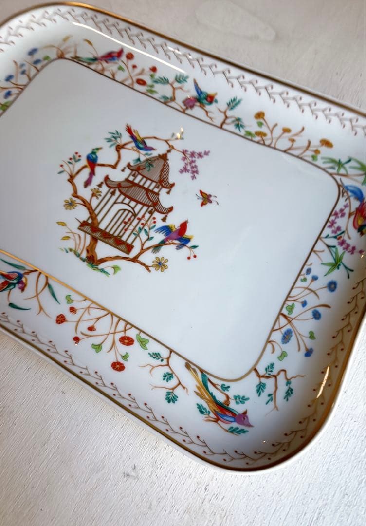 ティファニー オーデュボン リモージュ フランス ★シノワズリ 花鳥 絵皿 飾皿