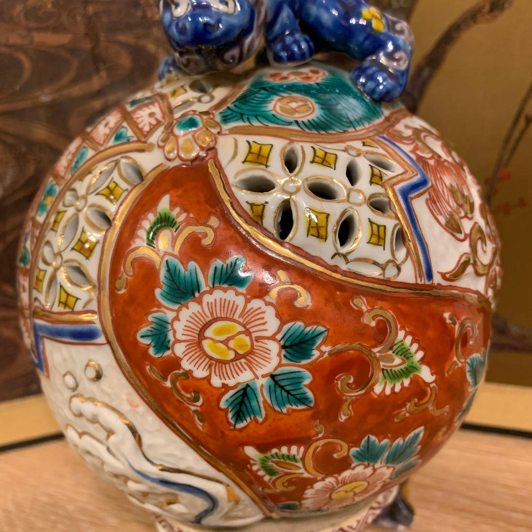 アンティーク　色絵三足香炉　1客　6