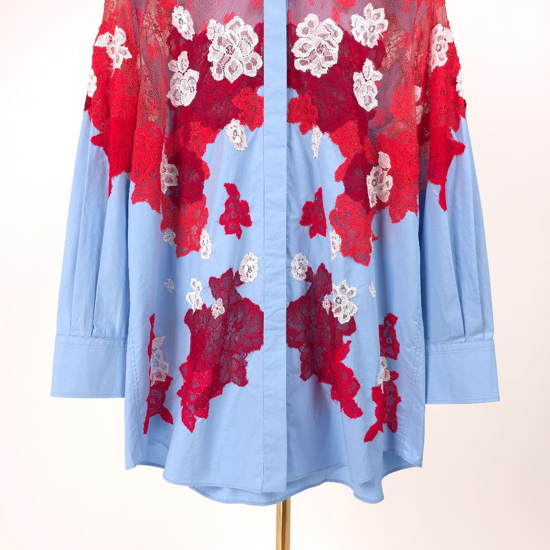 新品 ヴァレンティノ フラワーレース切替 シャツ ブラウス 米倉涼子 40 刺繍