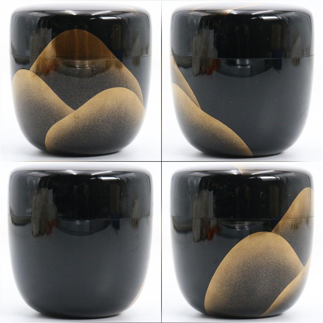 中川秀甫作 遠山蒔絵 中棗 茶道具 共箱　V930　N7