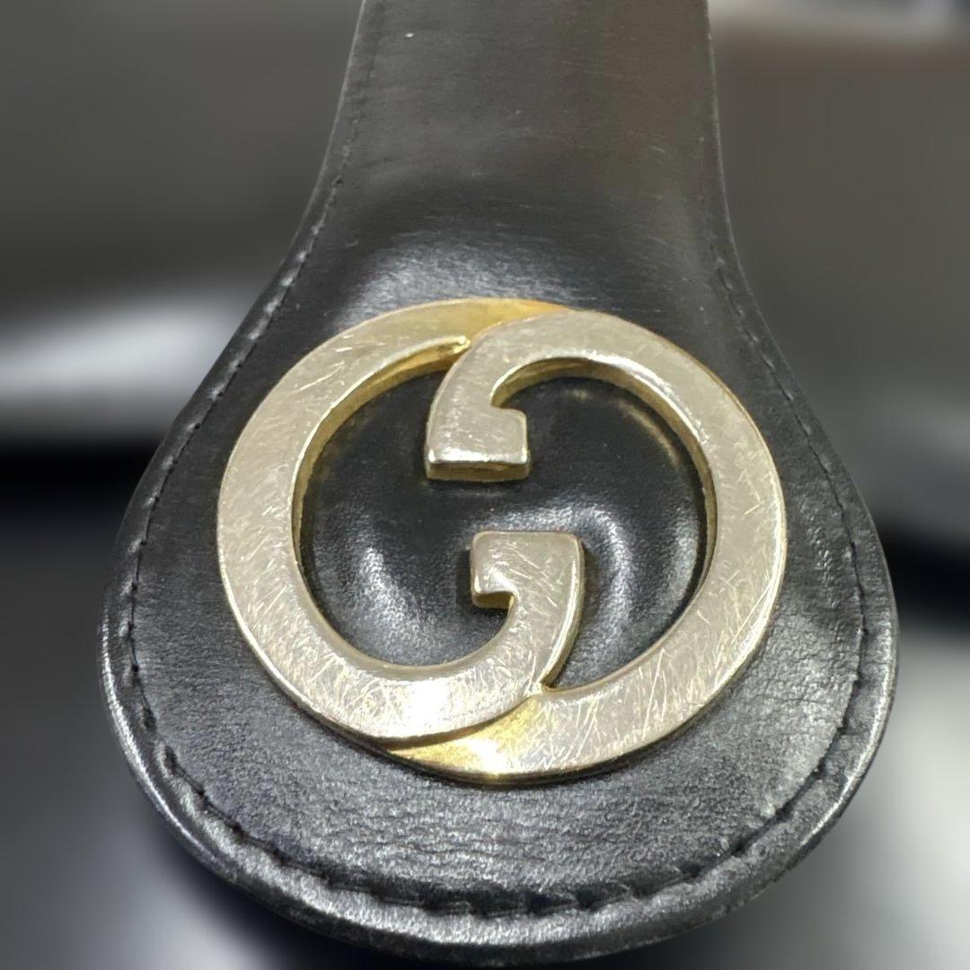 オールドGUCCI ブラックレザー ハンドバッグ
