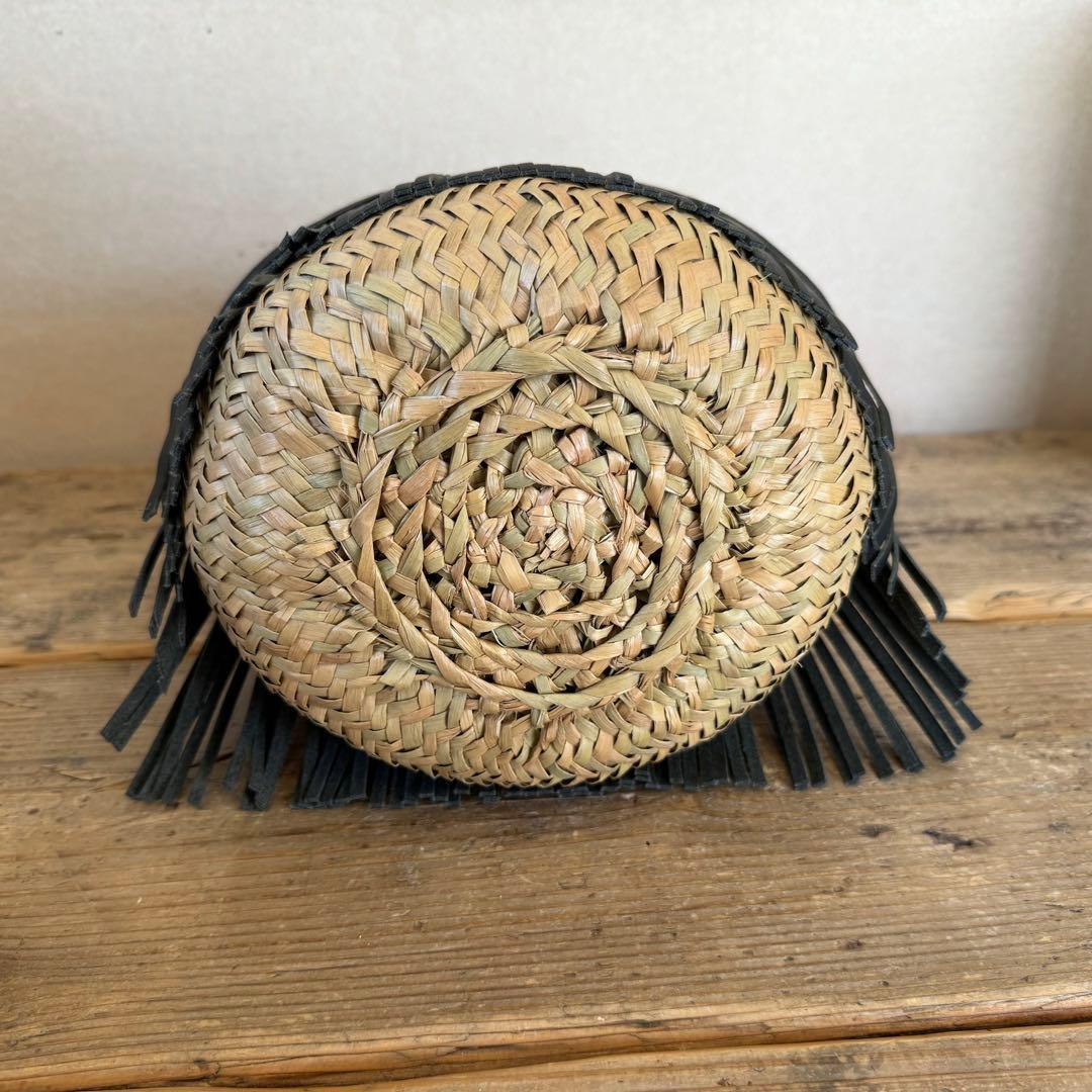 hansry カゴバッグ　pearl-black fringe