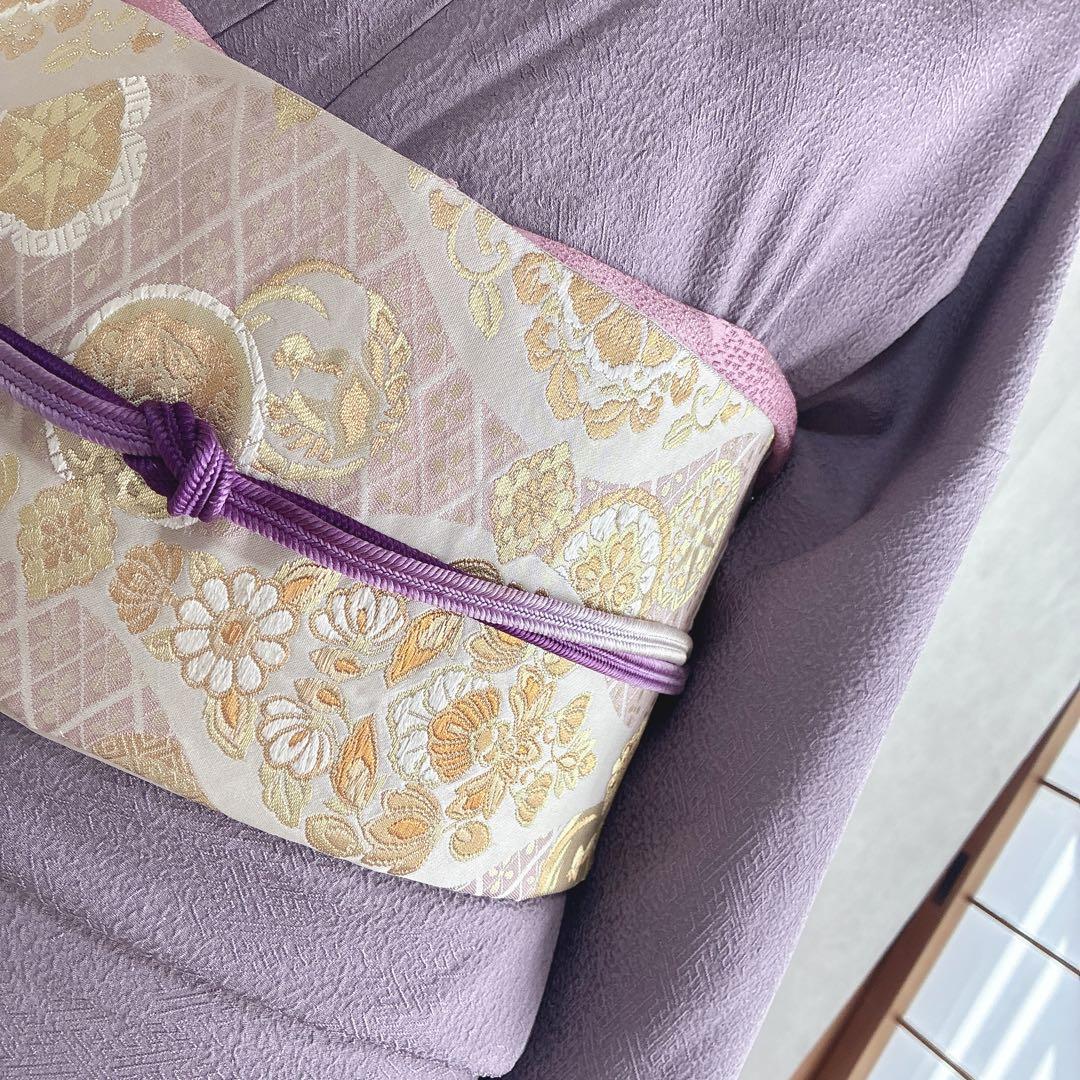 色無地　フルセット　着物　正絹　トールサイズ　紫　卒業式　入学式　一つ紋　G6