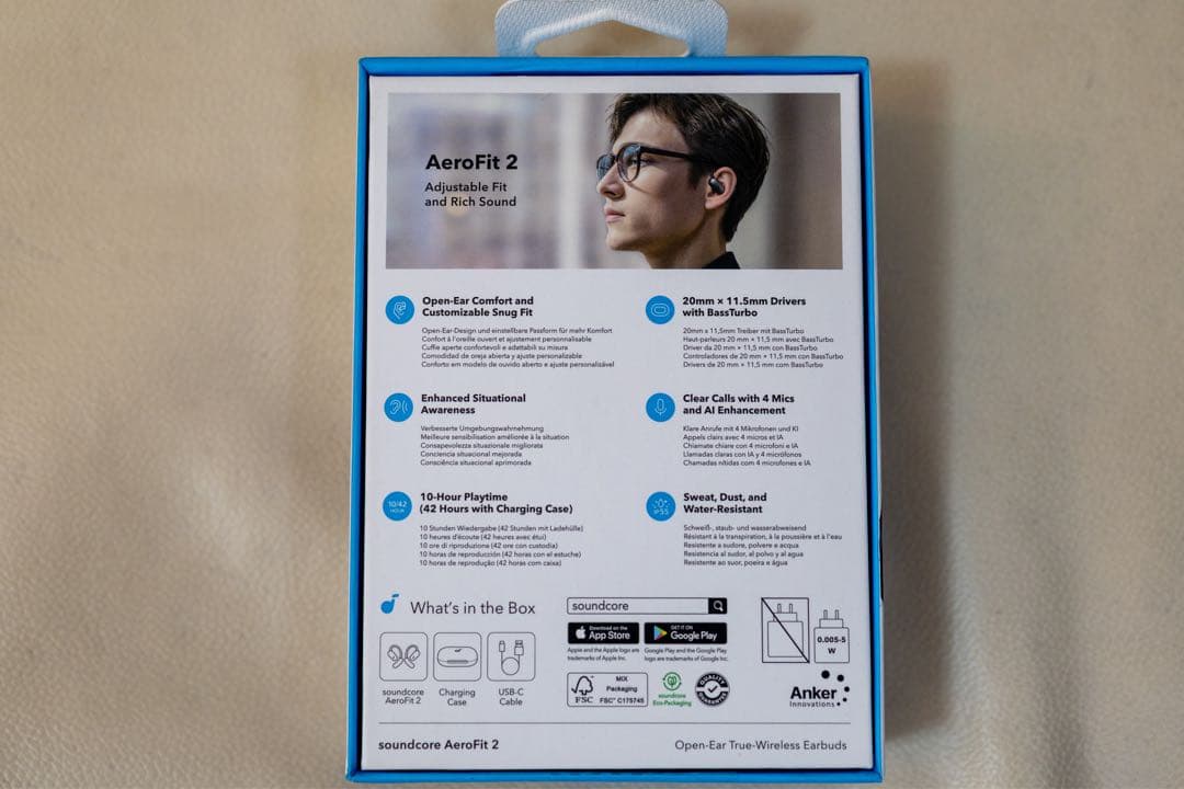 美品 soundcore AeroFit 2 ワイヤレスイヤホン ブラック