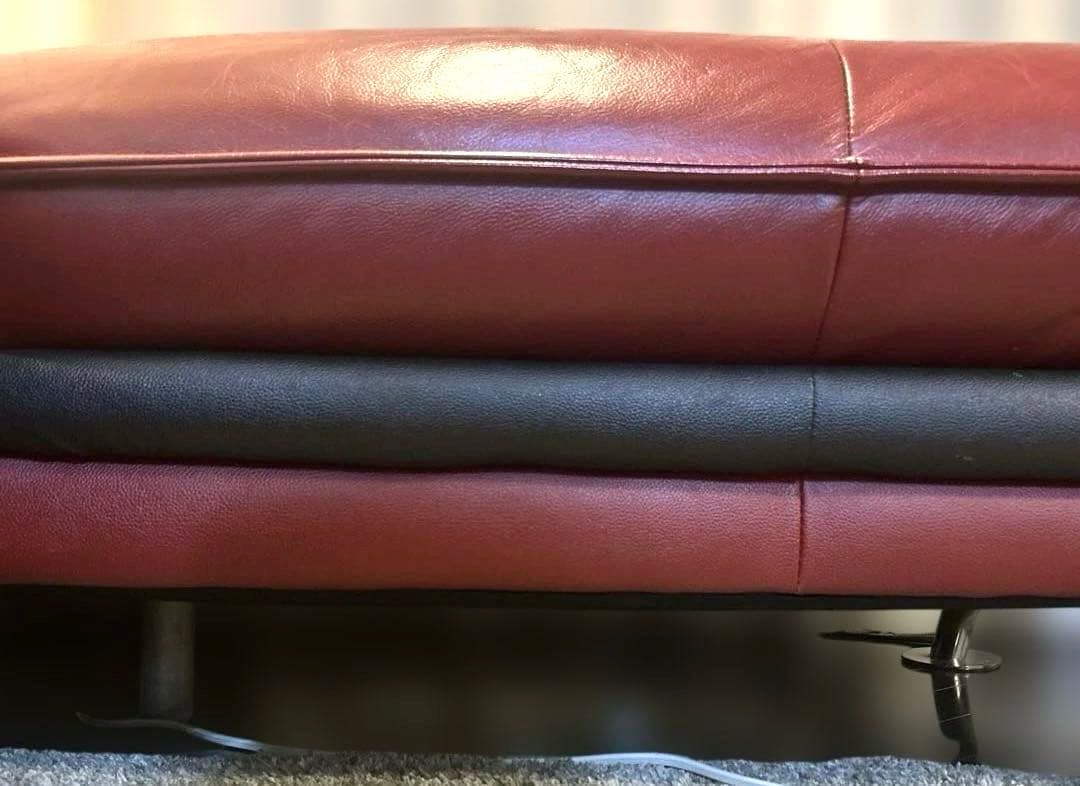 ニトリ L字 コーナー ソファ ロゾ 本革 レッド ソファー 4人掛け　カウチ