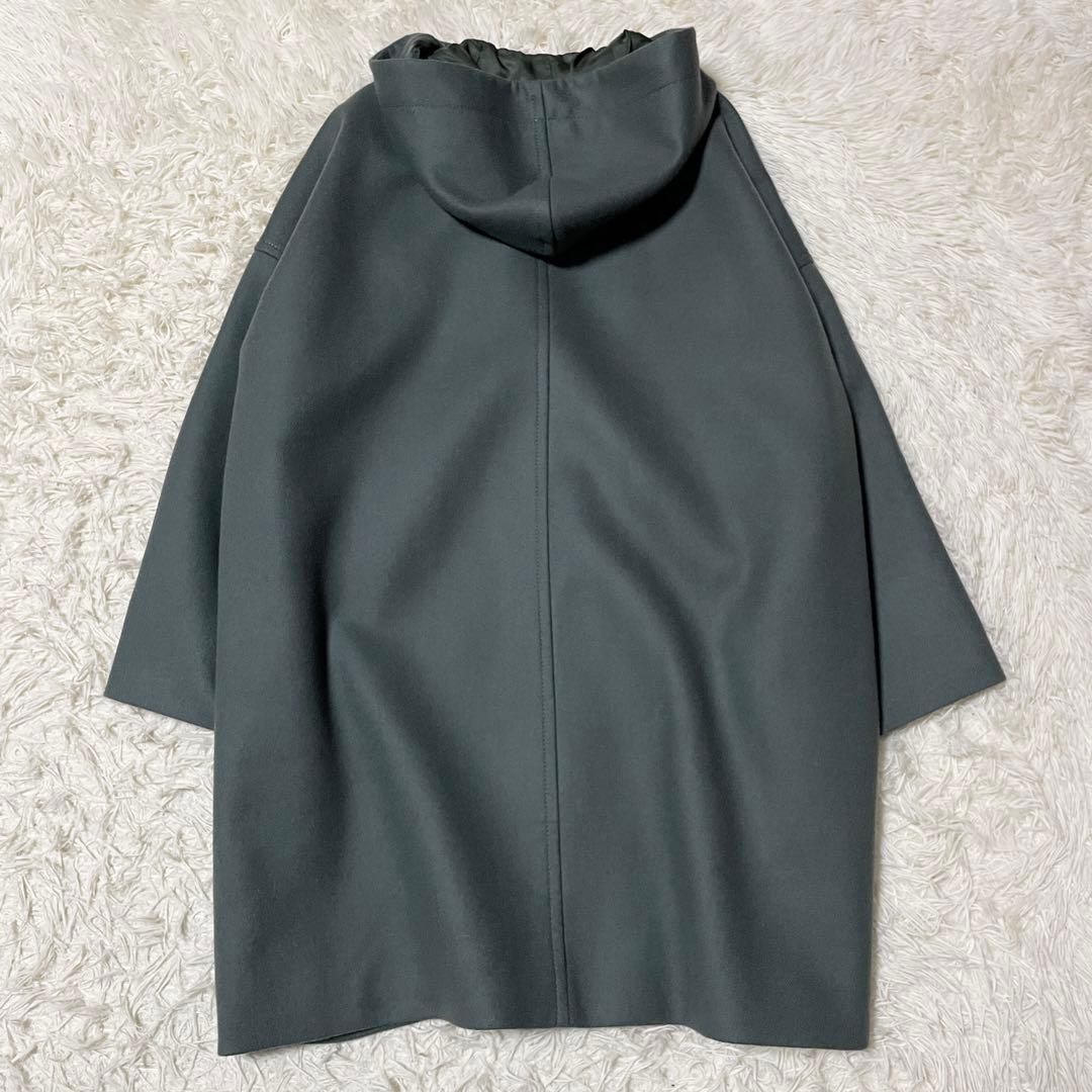 極美品　マカフィー　ライトメルトンフーデッドコート　カーキ