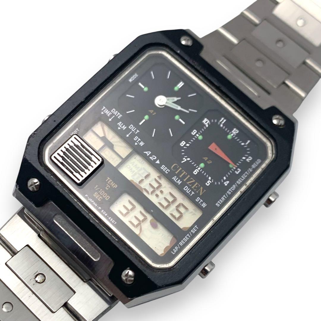 M415❀希少レア シチズン デジアナ TEMP 腕時計 デュアル タイム