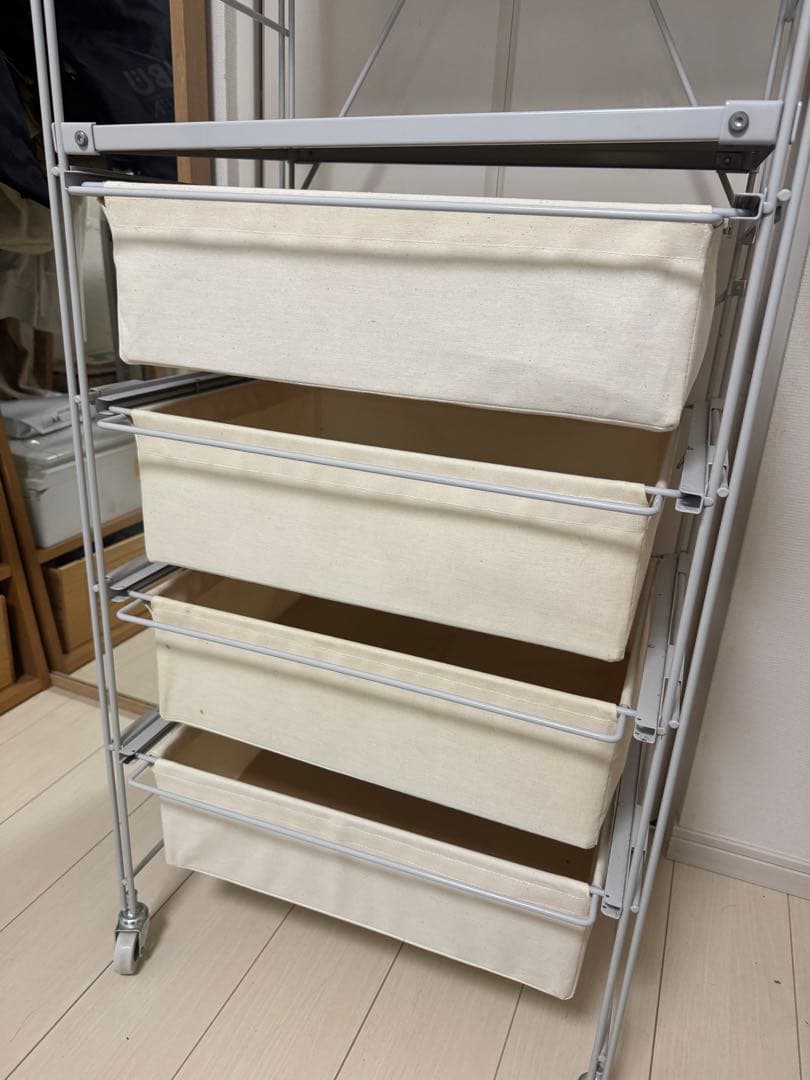 無印良品スチールユニットシェルフ　帆布引き出し4段　キャスター付き
