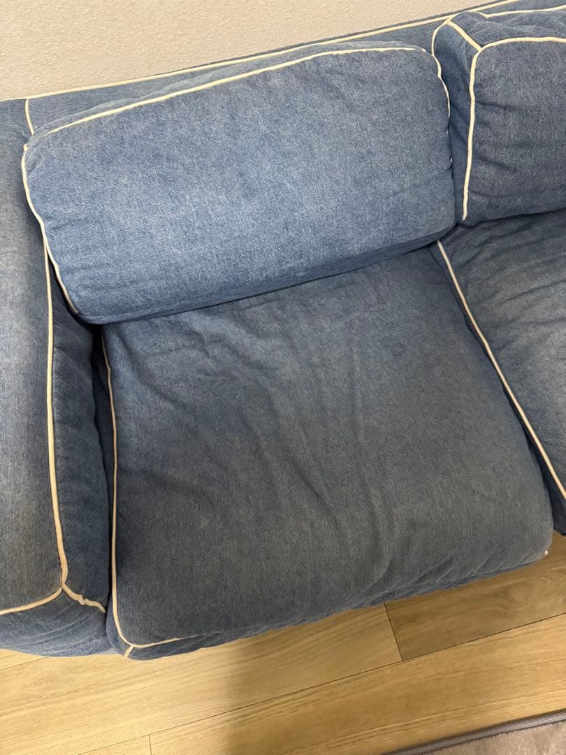デニムブルー 2人掛けソファ